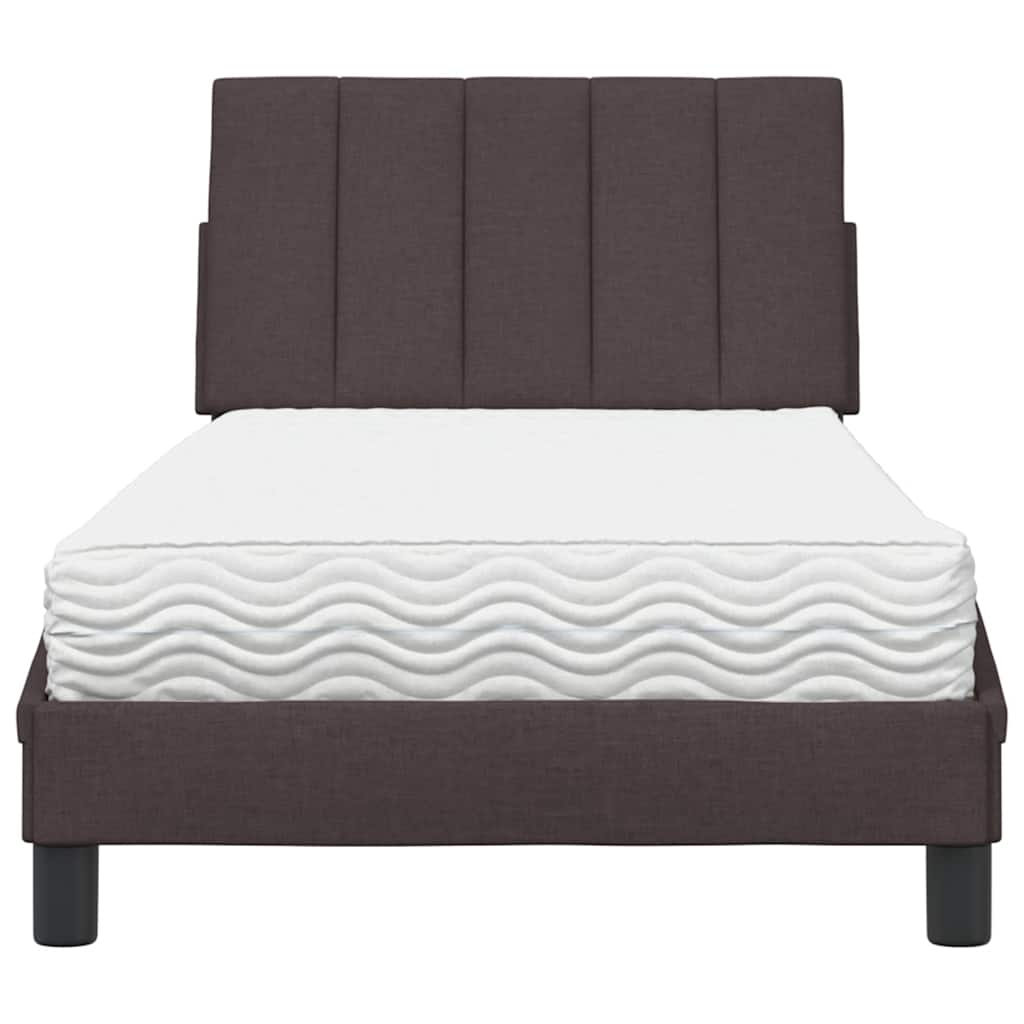 Lit avec matelas marron foncé 90x200 cm tissu - XIOS