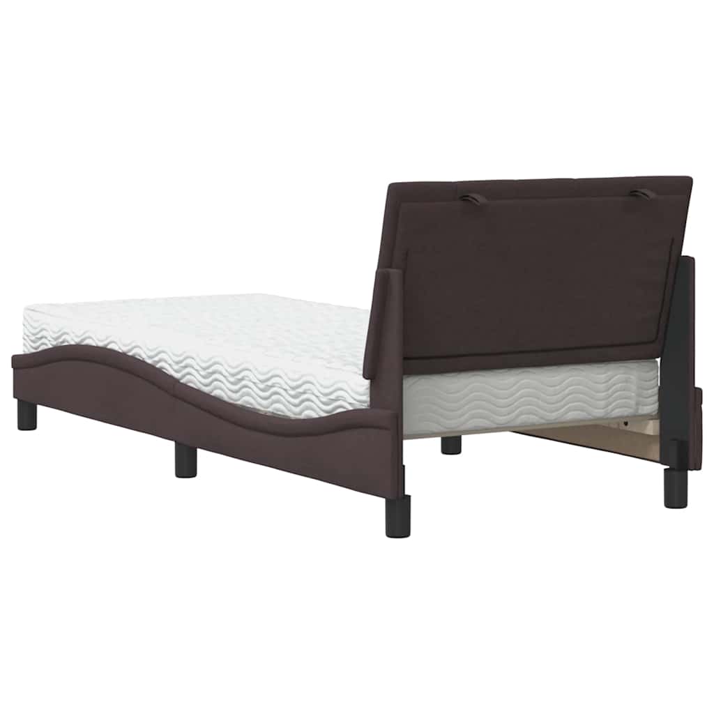 Lit avec matelas marron foncé 90x200 cm tissu - XIOS