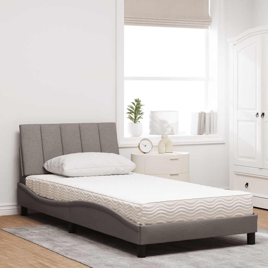 Lit avec matelas Hanko taupe 100x200 cm tissu