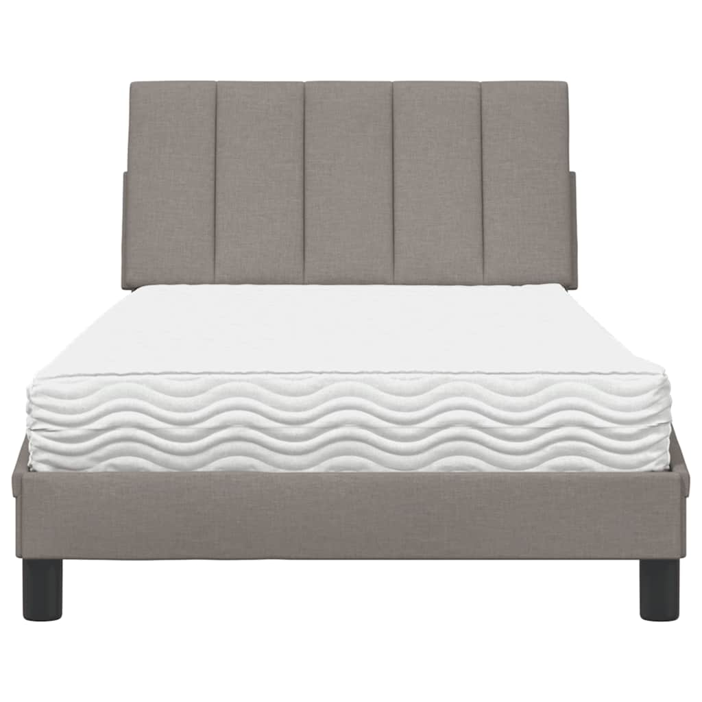 Lit avec matelas Hanko taupe 100x200 cm tissu