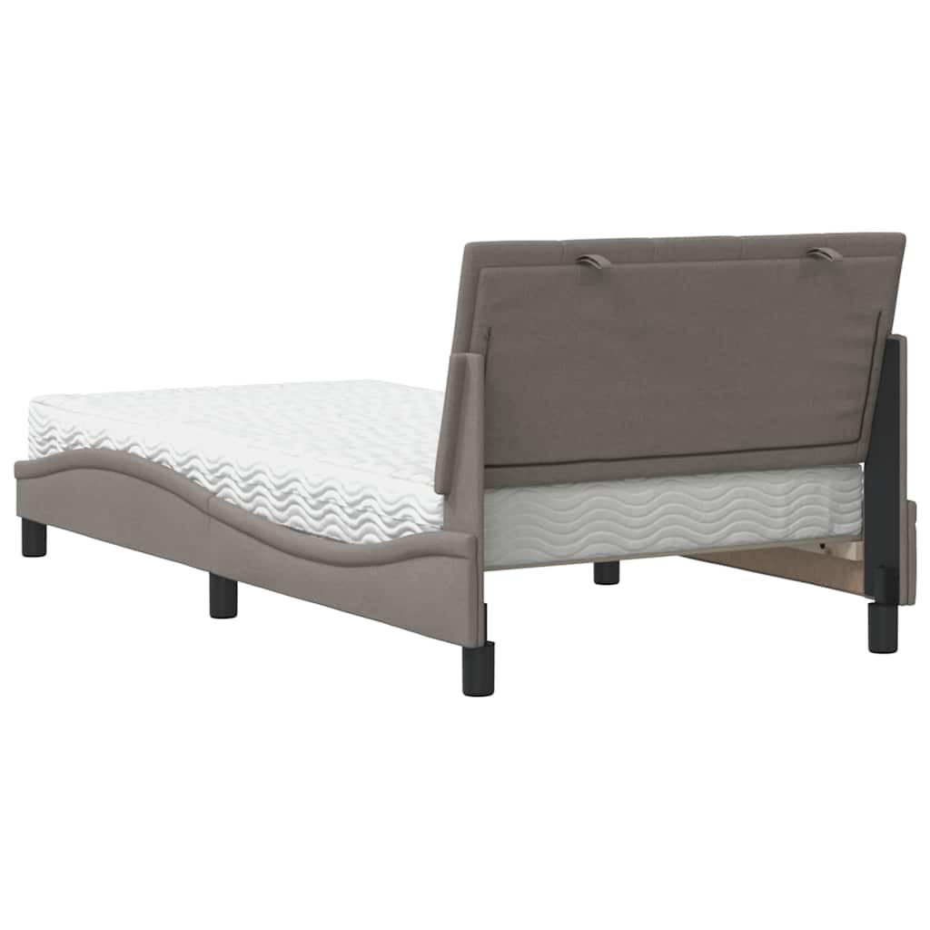 Lit avec matelas Hanko taupe 100x200 cm tissu