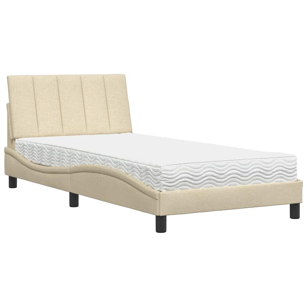 Lit avec matelas Hanko crème 100x200 cm tissu - XIOS