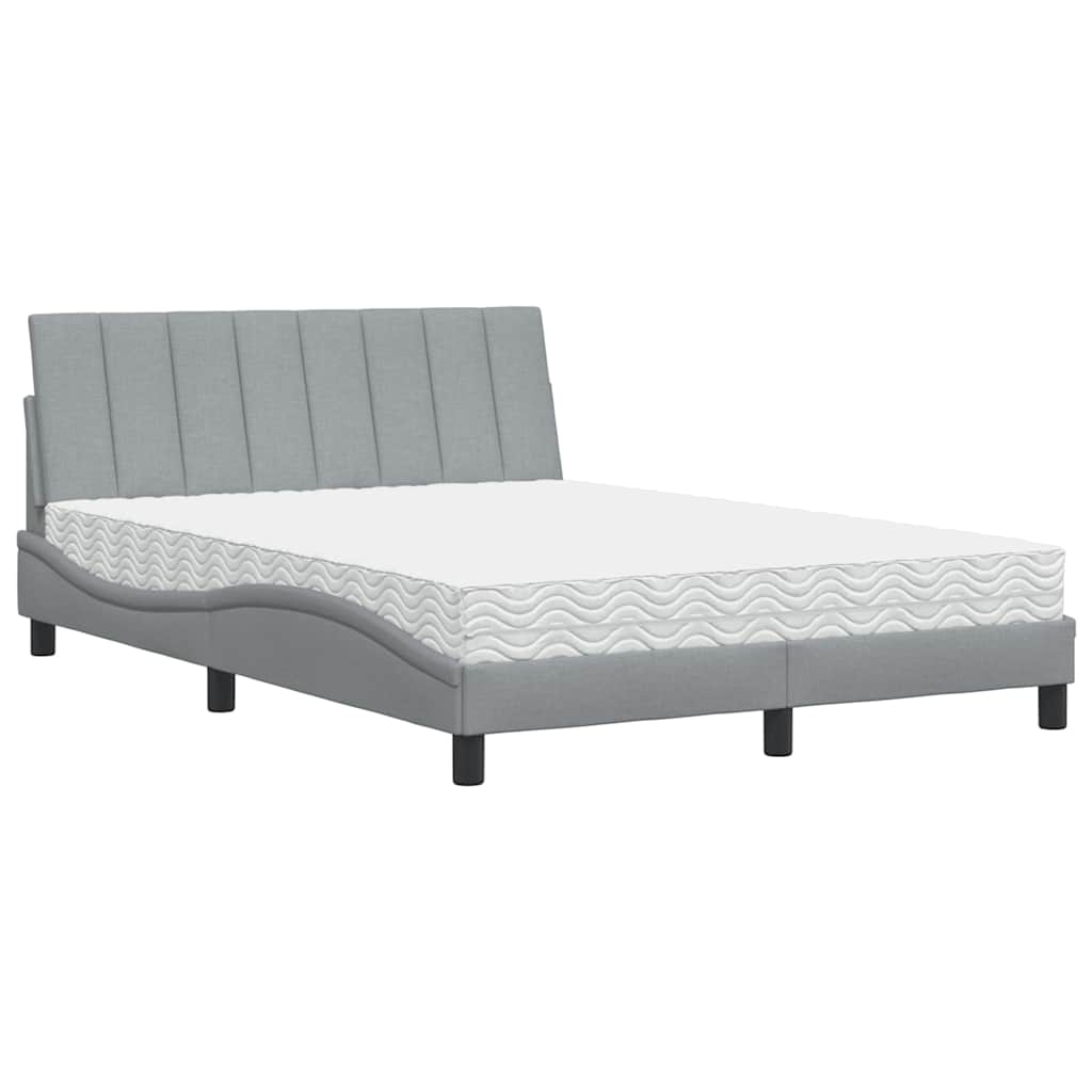 Lit avec matelas Hanko gris clair 120x200 cm tissu - XIOS
