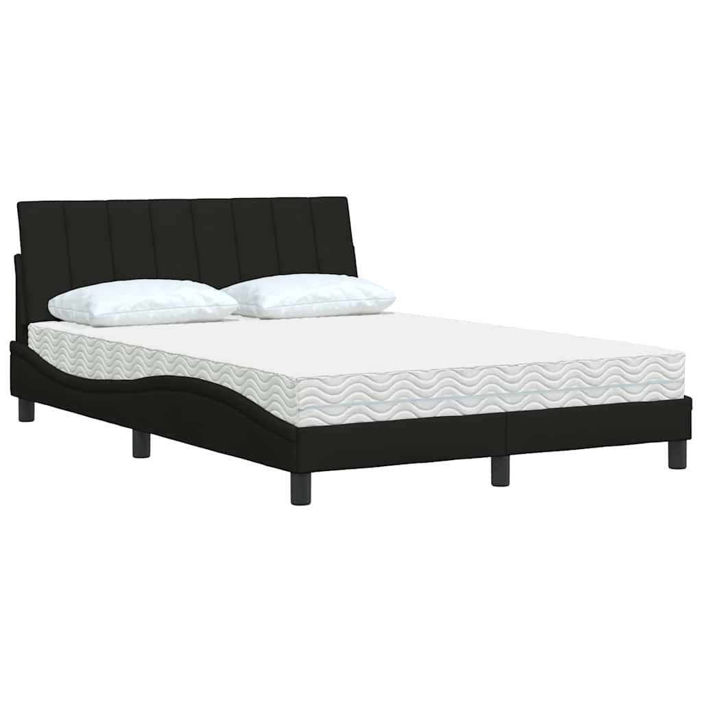 Lit avec matelas Hanko noir 120x200 cm tissu - XIOS