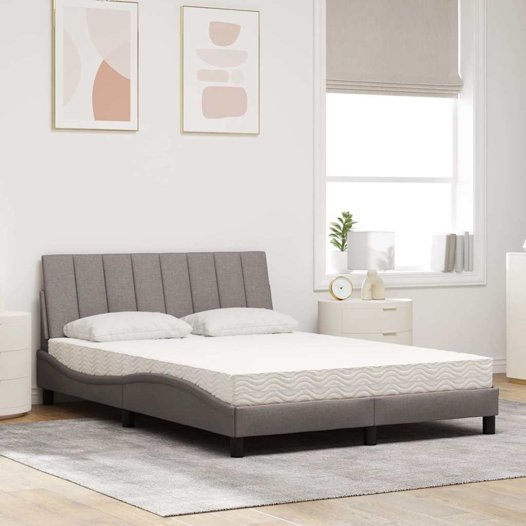 Lit avec matelas Hanko taupe 120x200 cm tissu