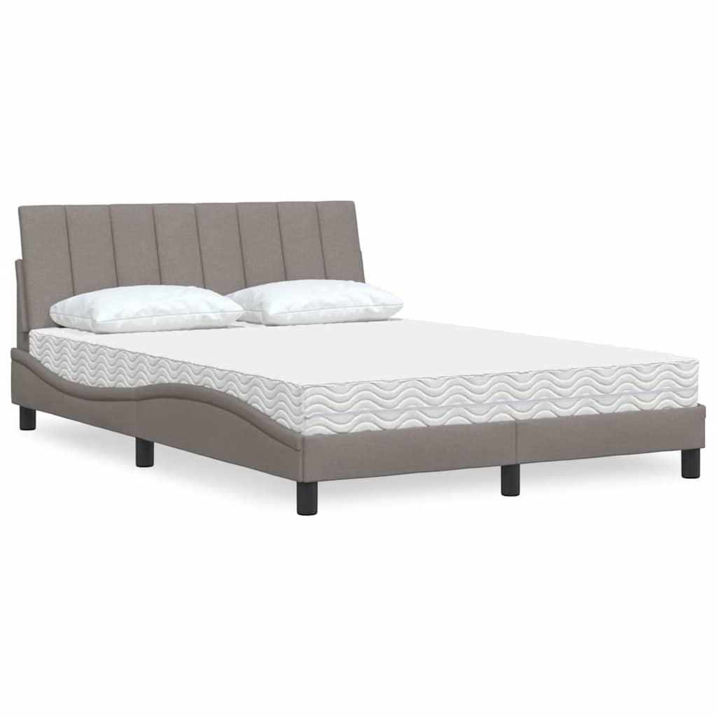 Lit avec matelas Hanko taupe 120x200 cm tissu