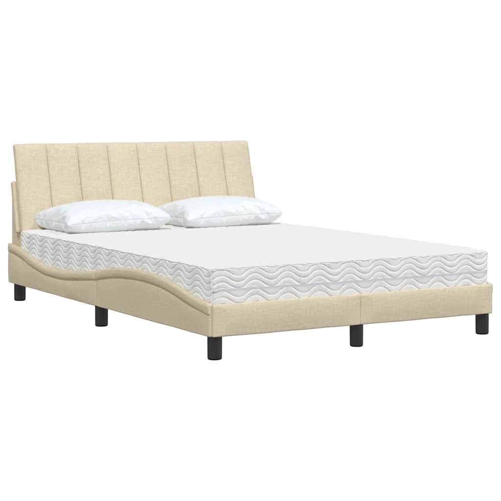 Lit avec matelas Hanko crème 120x200 cm tissu