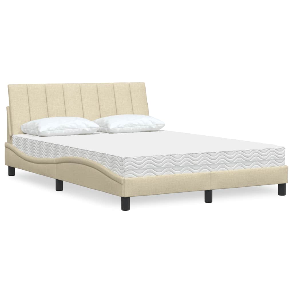 Lit avec matelas Hanko crème 120x200 cm tissu