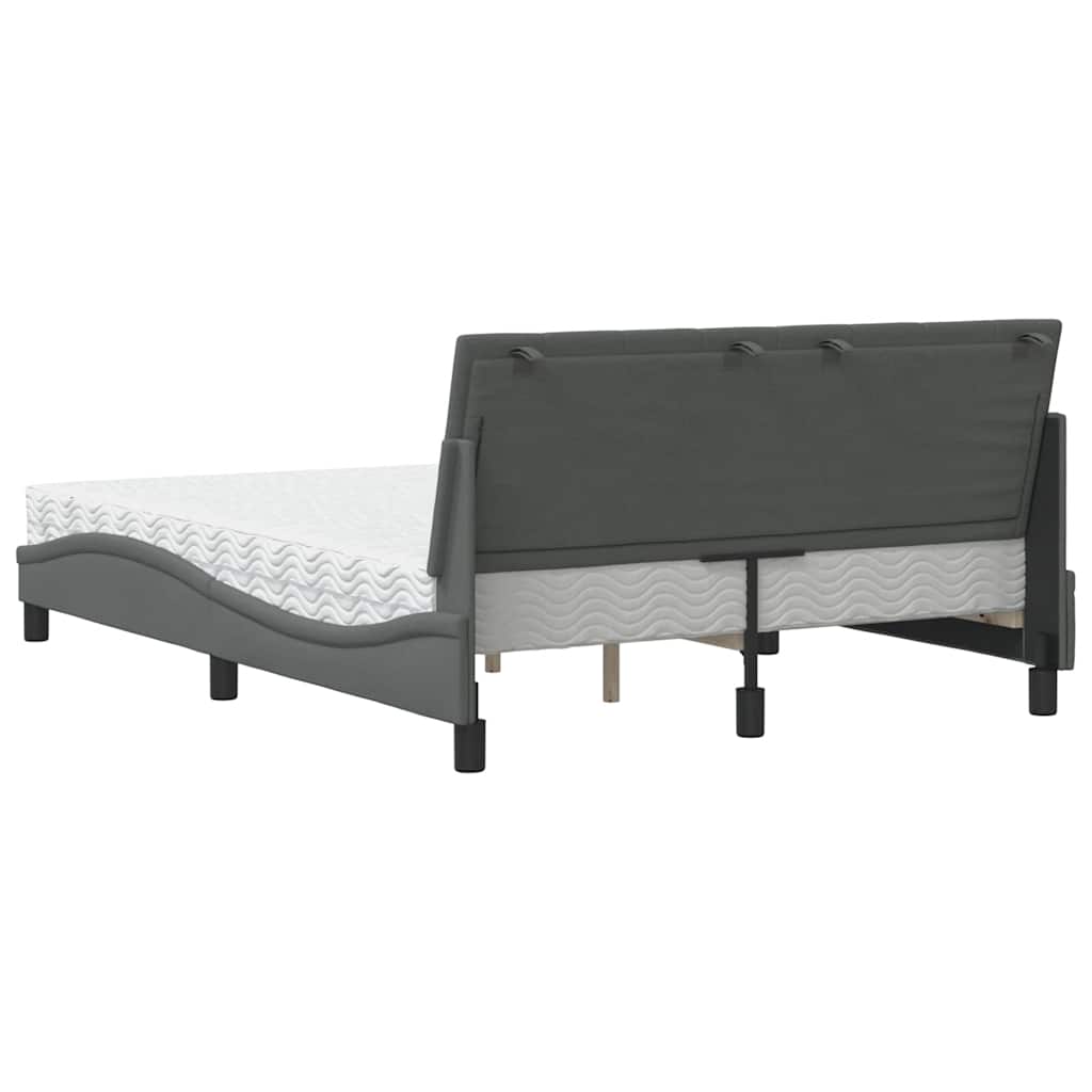Lit avec matelas Hanko gris foncé 140x190 cm tissu - XIOS