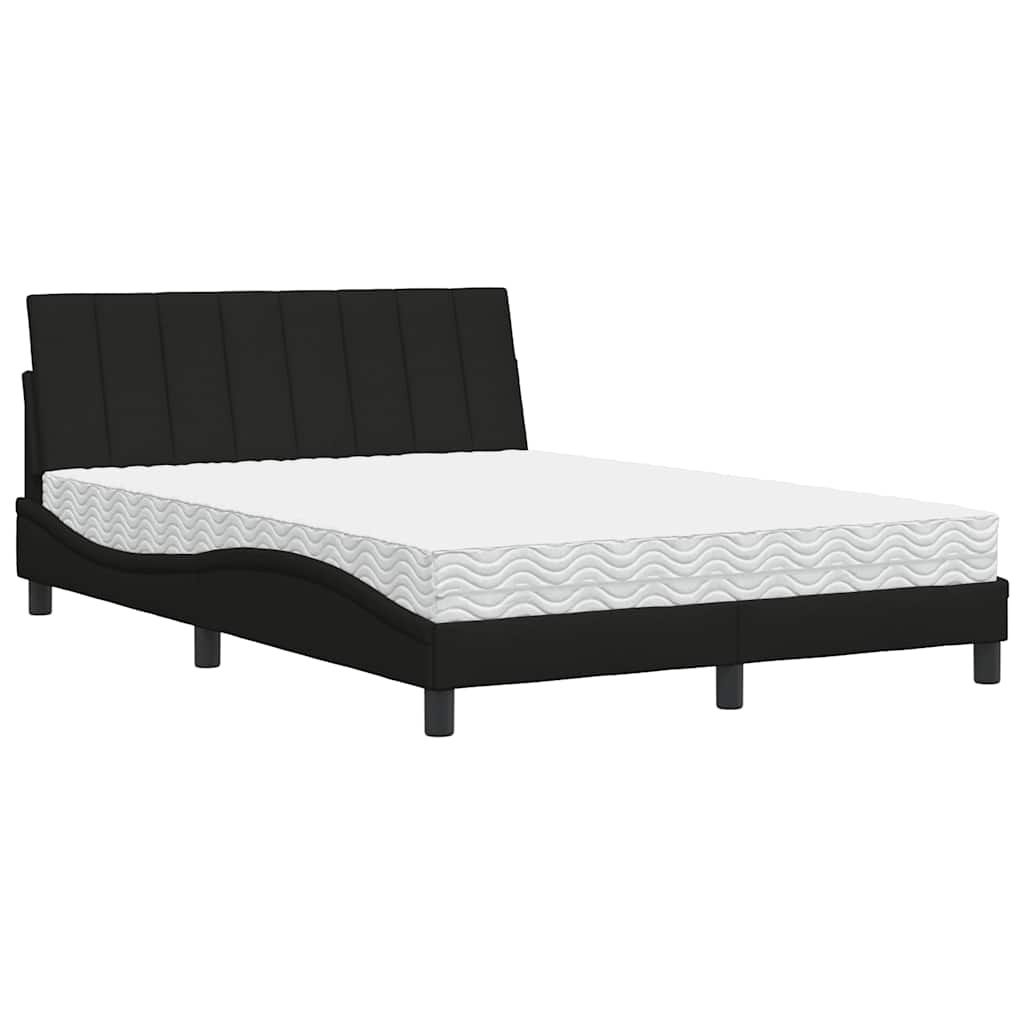 Lit avec matelas Hanko noir 140x190 cm tissu - XIOS