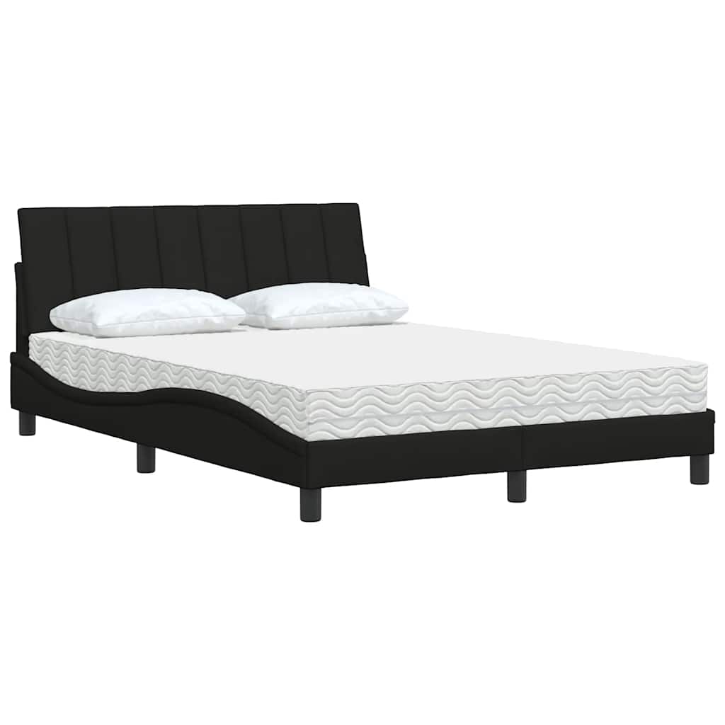 Lit avec matelas Hanko noir 140x190 cm tissu - XIOS
