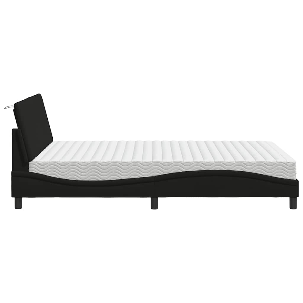 Lit avec matelas Hanko noir 140x190 cm tissu - XIOS