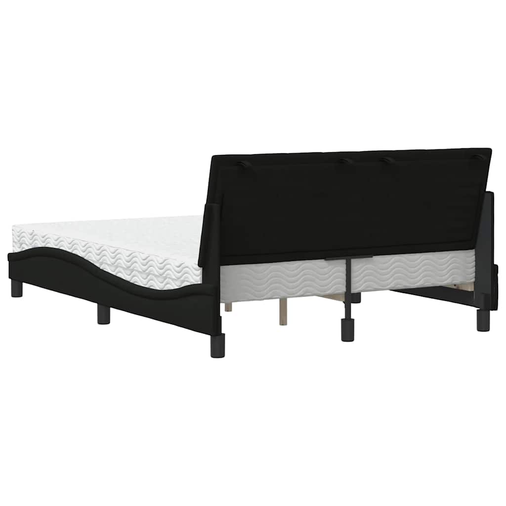 Lit avec matelas Hanko noir 140x190 cm tissu - XIOS