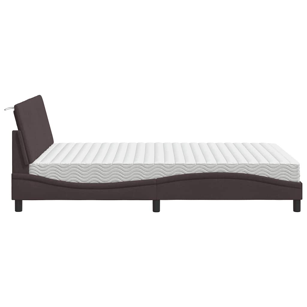 Lit avec matelas Hanko marron foncé 140x190 cm tissu - XIOS