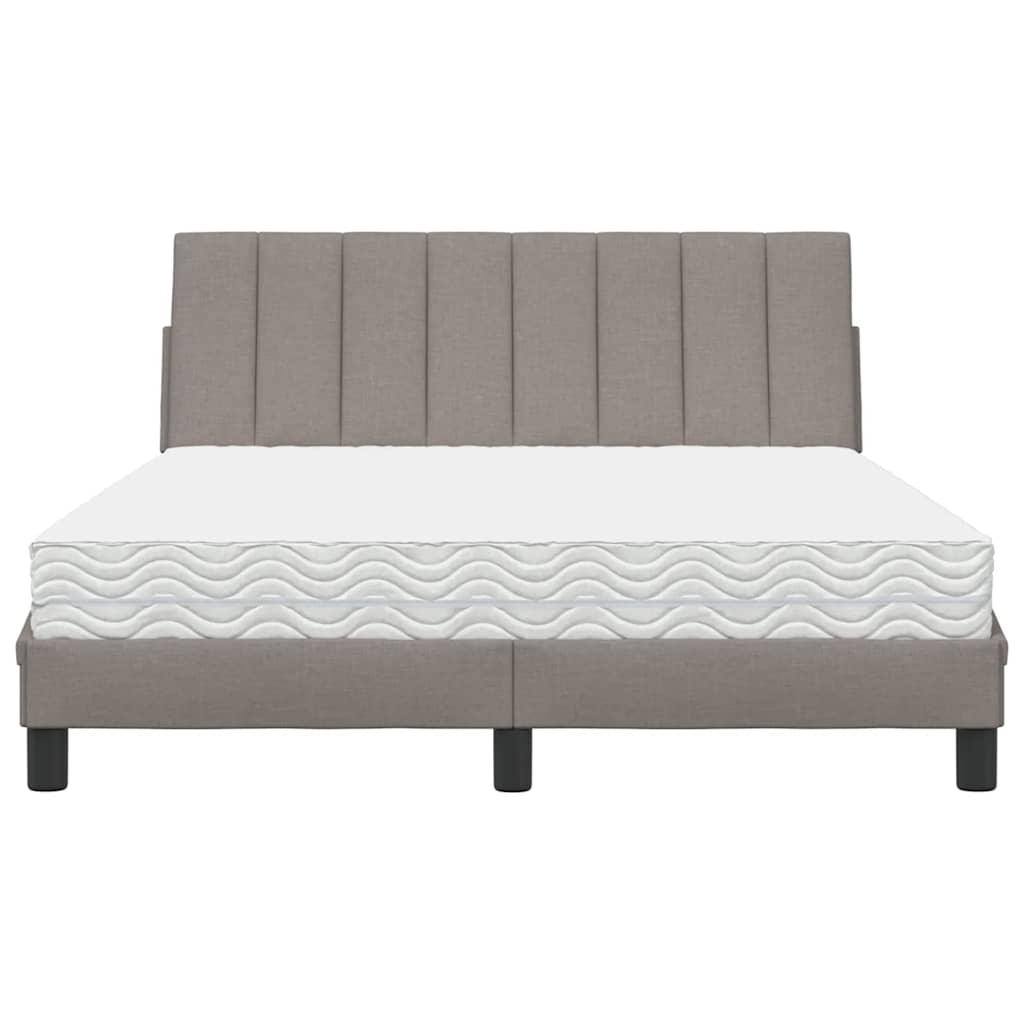 Lit avec matelas Hanko taupe 140x190 cm tissu