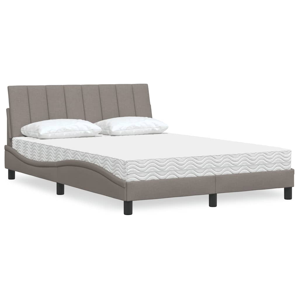Lit avec matelas Hanko taupe 140x190 cm tissu