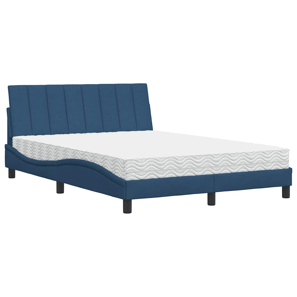 Lit avec matelas Hanko bleu 140x190 cm tissu - XIOS