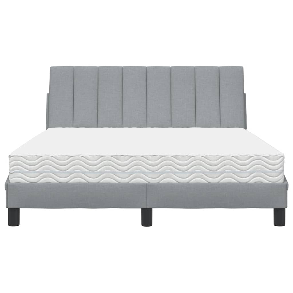 Lit avec matelas Hanko gris clair 140x200 cm tissu - XIOS
