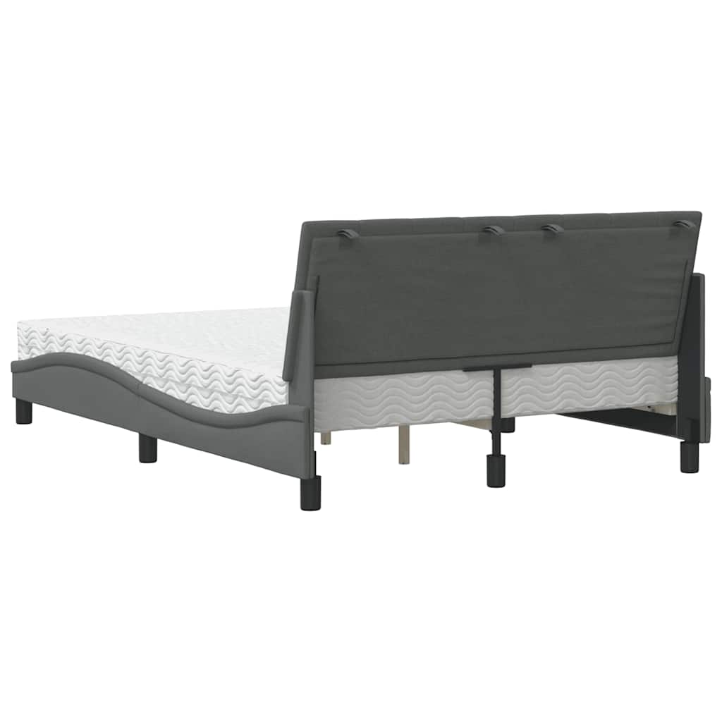 Lit avec matelas Hanko gris foncé 140x200 cm tissu