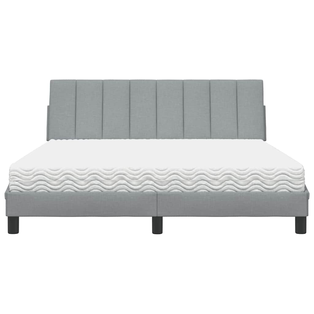 Lit avec matelas Hanko gris clair 160x200 cm tissu - XIOS