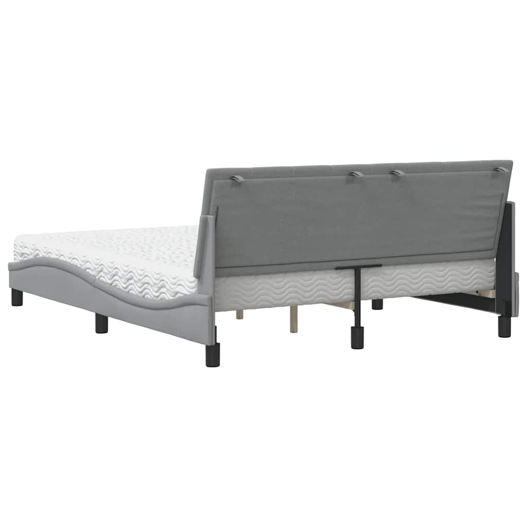 Lit avec matelas Hanko gris clair 160x200 cm tissu - XIOS