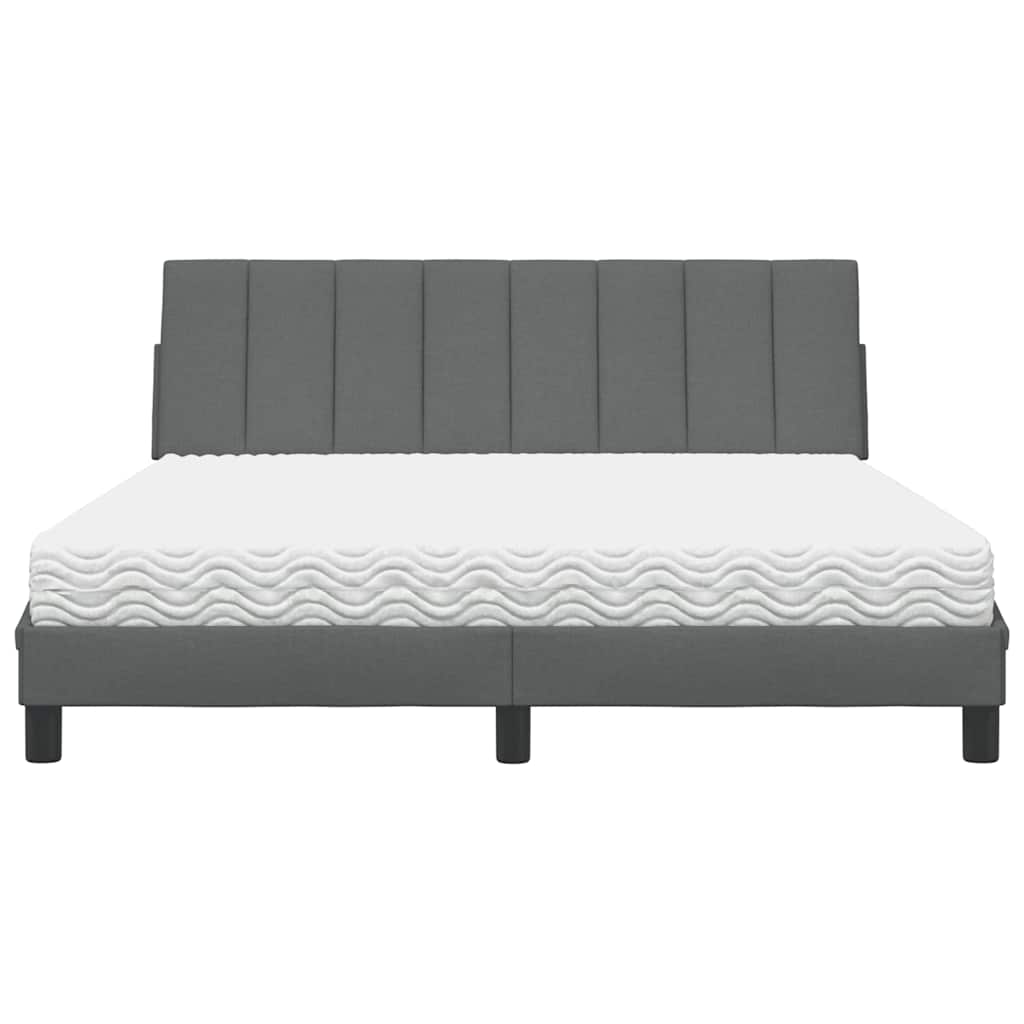 Lit avec matelas Hanko gris foncé 160x200 cm tissu - XIOS