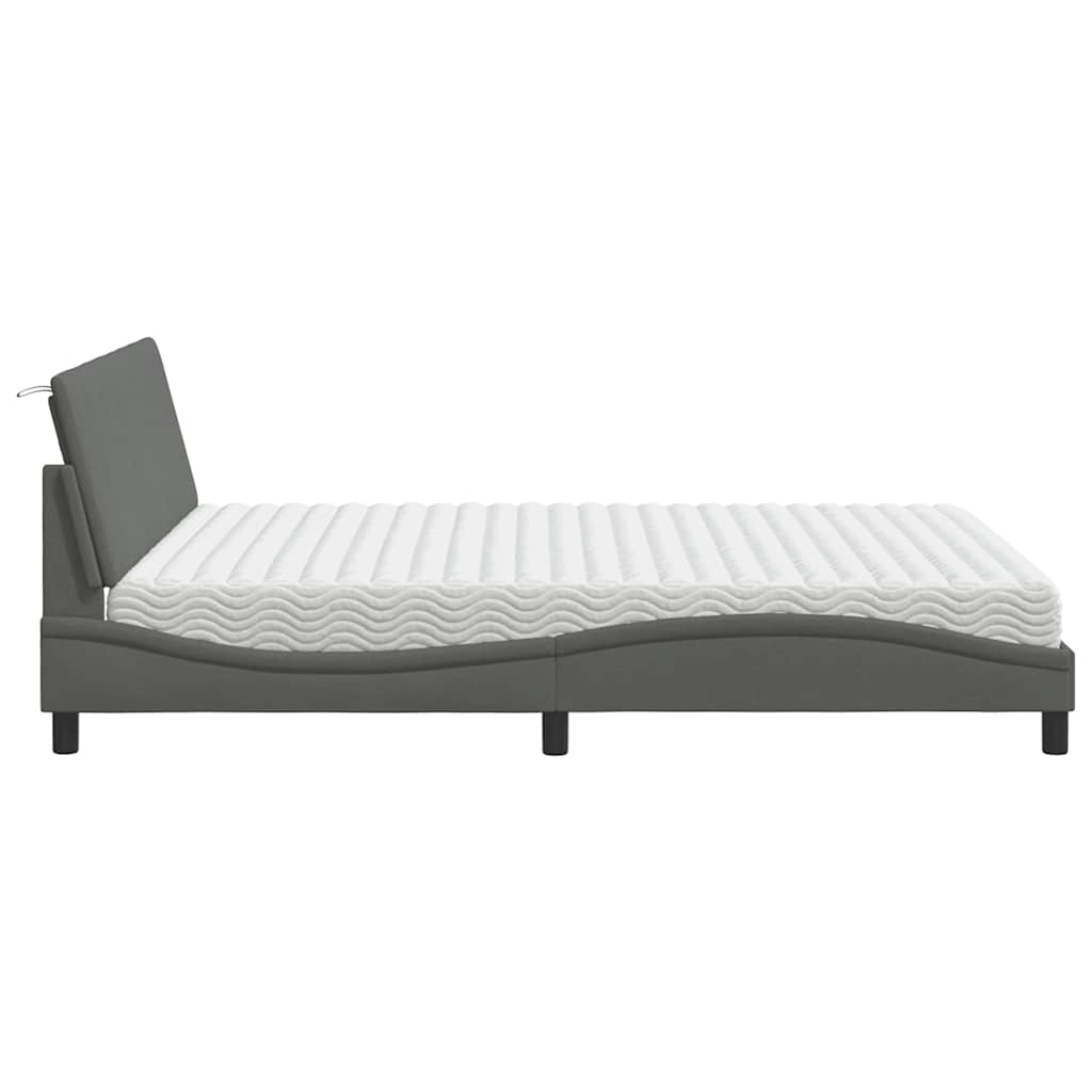 Lit avec matelas Hanko gris foncé 160x200 cm tissu - XIOS