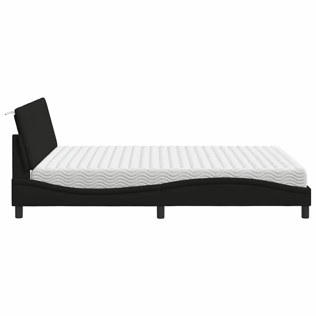Lit avec matelas Hanko noir 160x200 cm tissu - XIOS