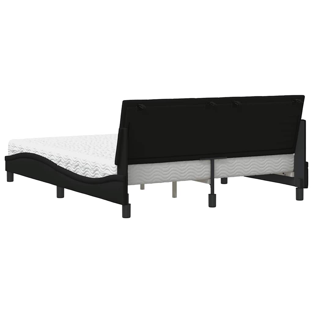 Lit avec matelas Hanko noir 160x200 cm tissu - XIOS