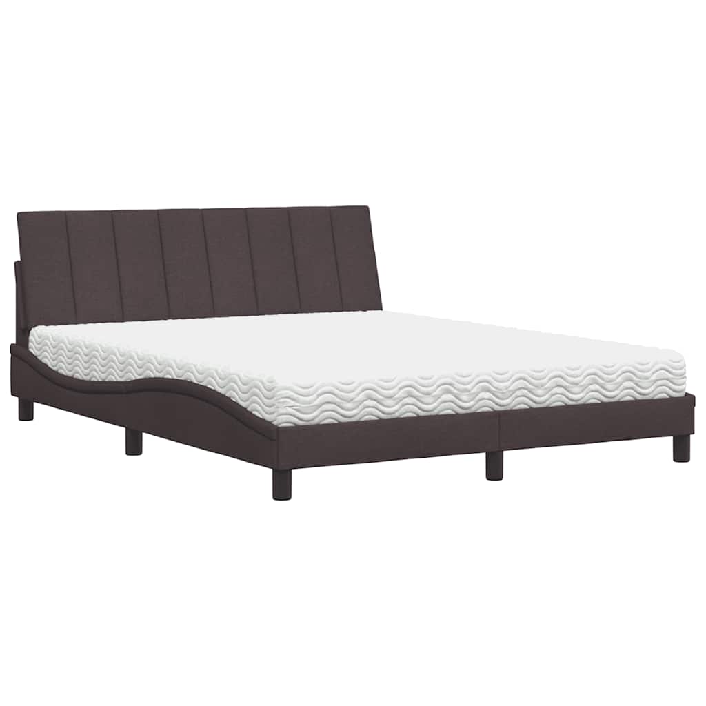 Lit avec matelas Hanko marron foncé 160x200 cm tissu - XIOS