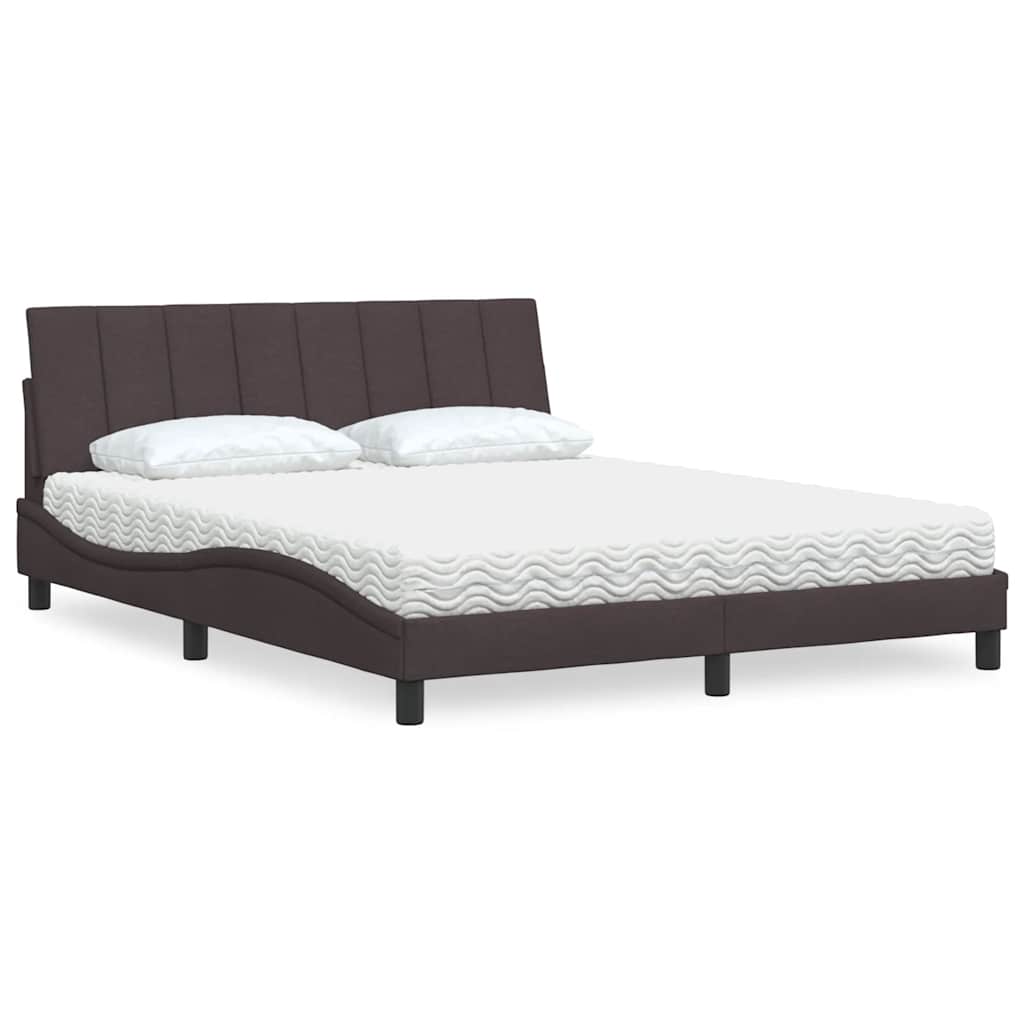 Lit avec matelas Hanko marron foncé 160x200 cm tissu - XIOS