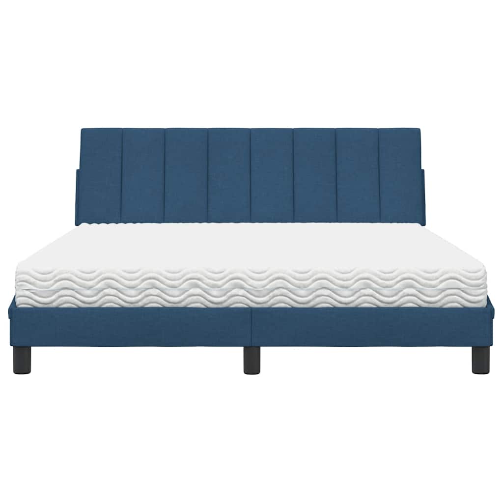 Lit avec matelas Hanko bleu 160x200 cm tissu - XIOS