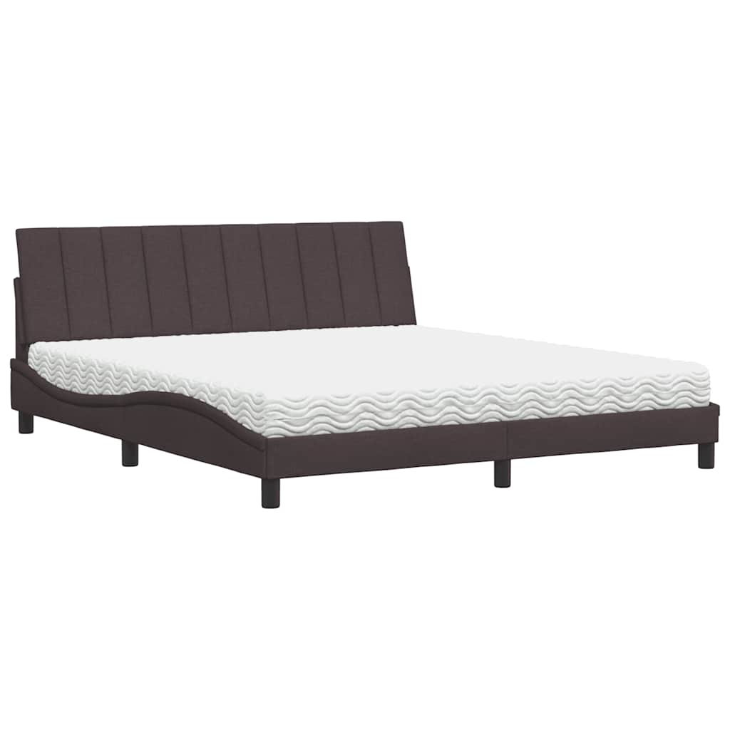 Lit avec matelas Hanko marron foncé 180x200 cm tissu - XIOS