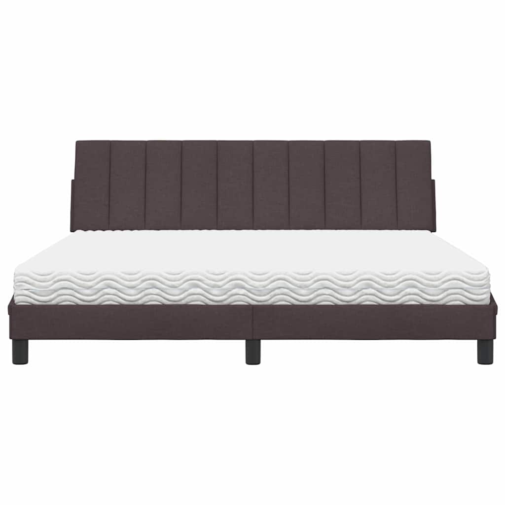 Lit avec matelas Hanko marron foncé 180x200 cm tissu - XIOS