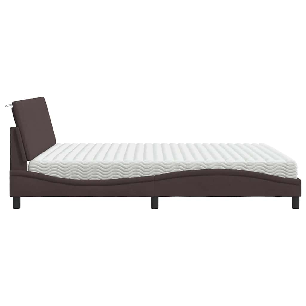 Lit avec matelas Hanko marron foncé 180x200 cm tissu - XIOS