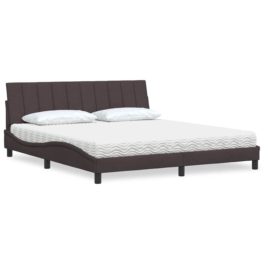 Lit avec matelas Hanko marron foncé 180x200 cm tissu - XIOS