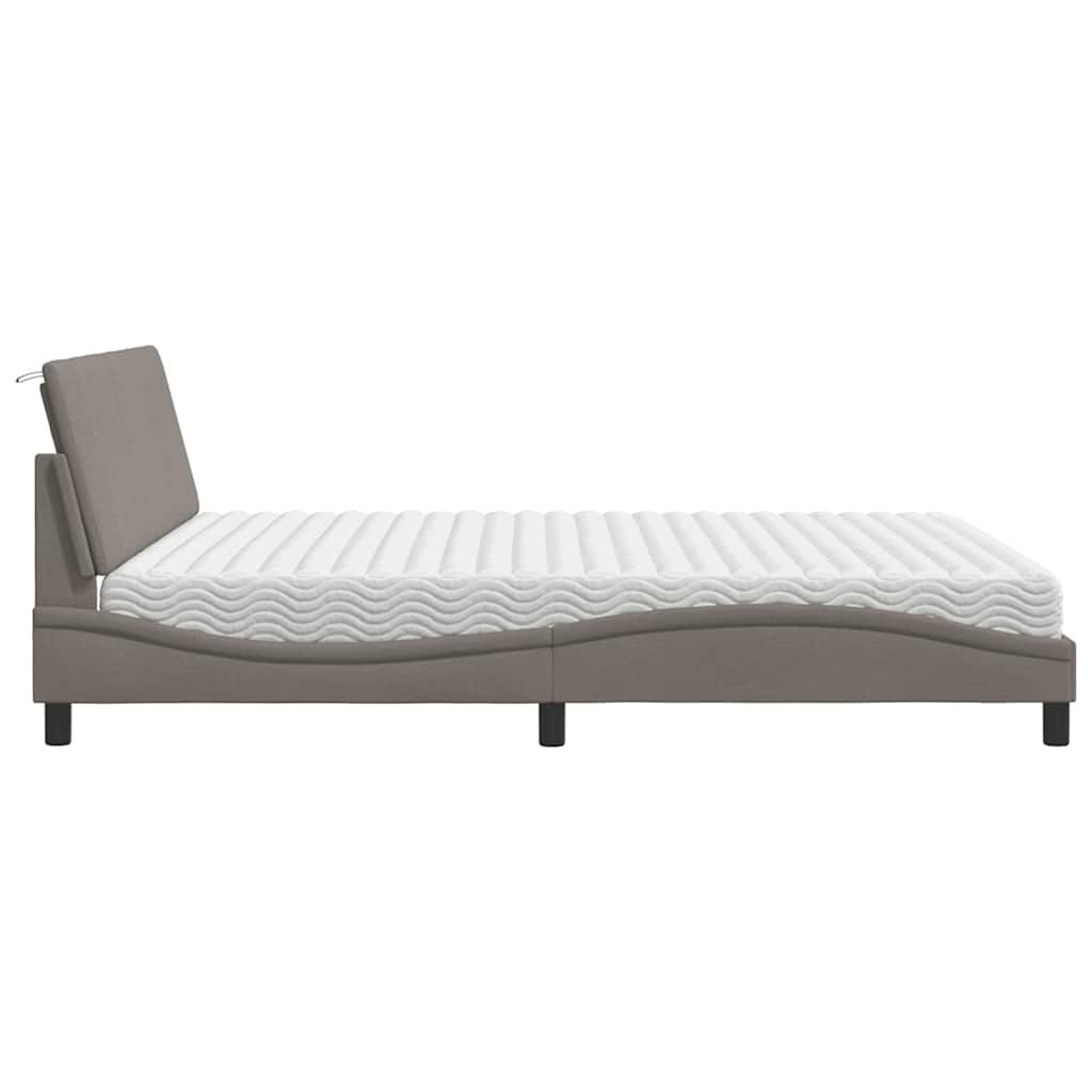 Lit avec matelas Hanko taupe 180x200 cm tissu - XIOS