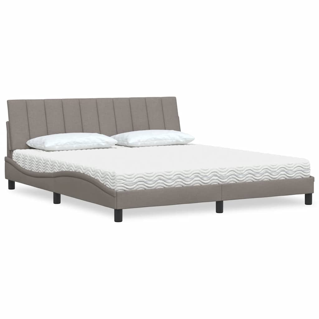 Lit avec matelas Hanko taupe 180x200 cm tissu - XIOS