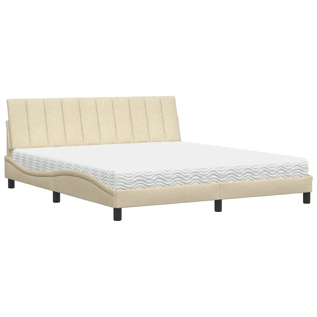 Lit avec matelas Hanko crème 180x200 cm tissu