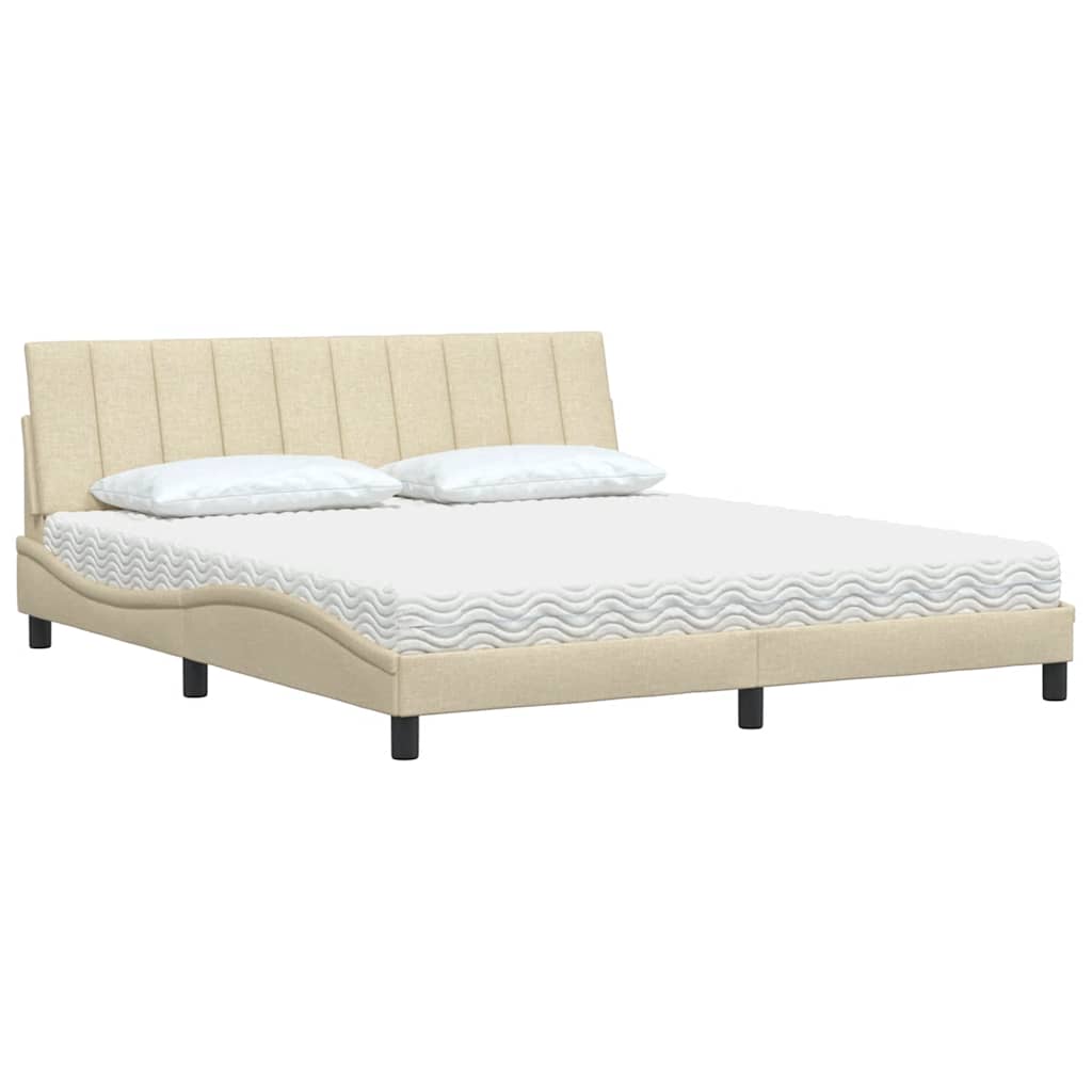 Lit avec matelas Hanko crème 180x200 cm tissu