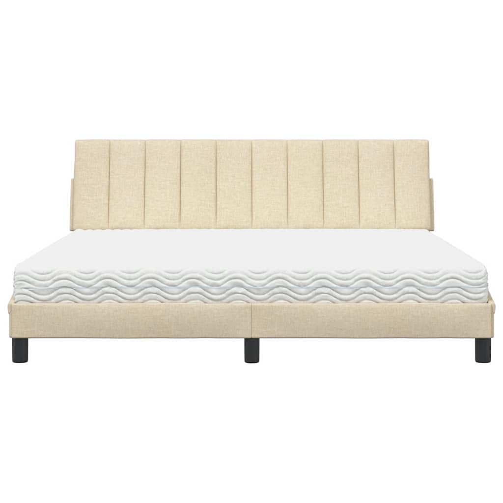 Lit avec matelas Hanko crème 180x200 cm tissu