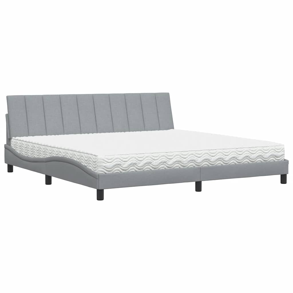 Lit avec matelas Hanko gris clair 200x200 cm tissu