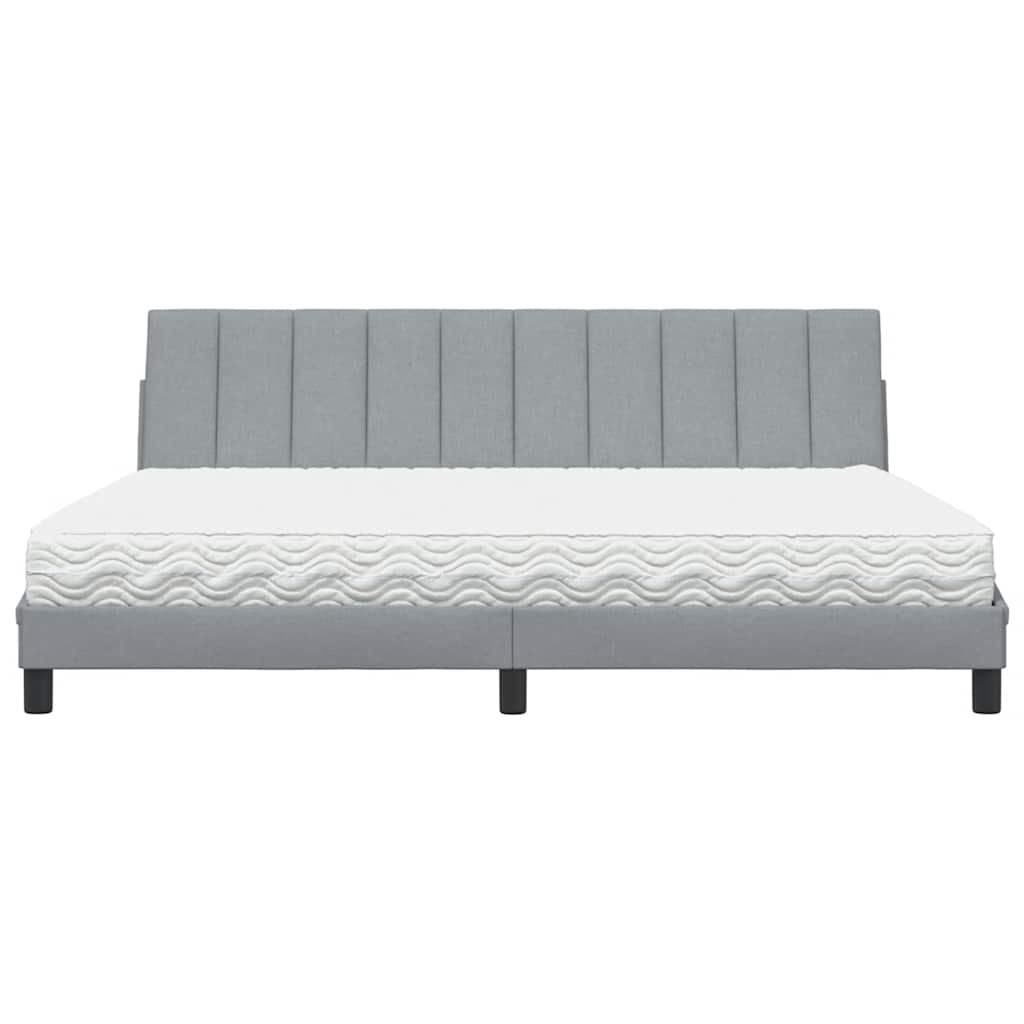 Lit avec matelas Hanko gris clair 200x200 cm tissu