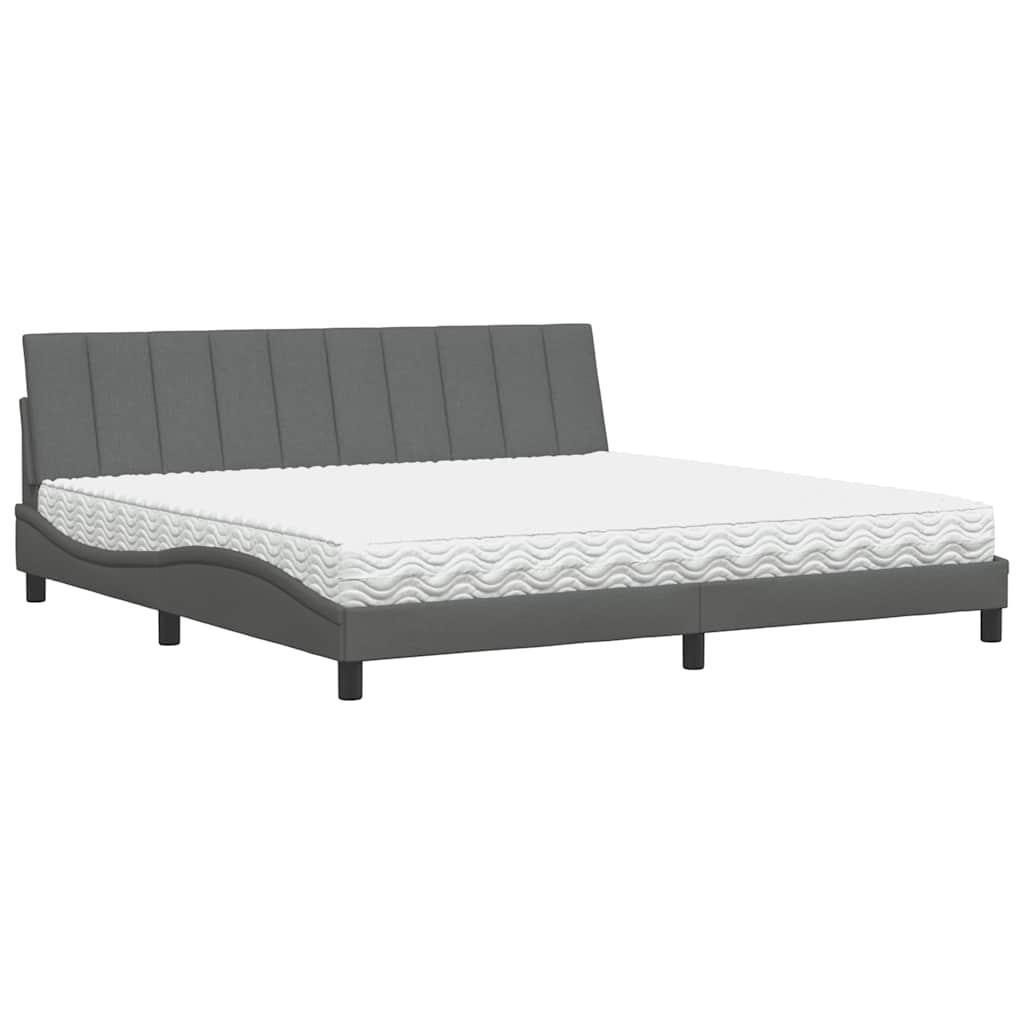 Lit avec matelas Hanko gris foncé 200x200 cm tissu - XIOS
