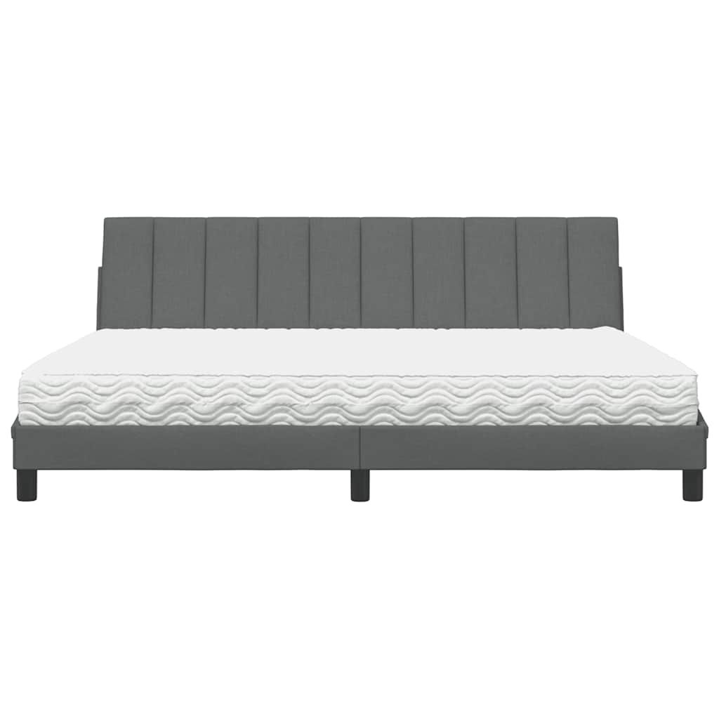 Lit avec matelas Hanko gris foncé 200x200 cm tissu - XIOS