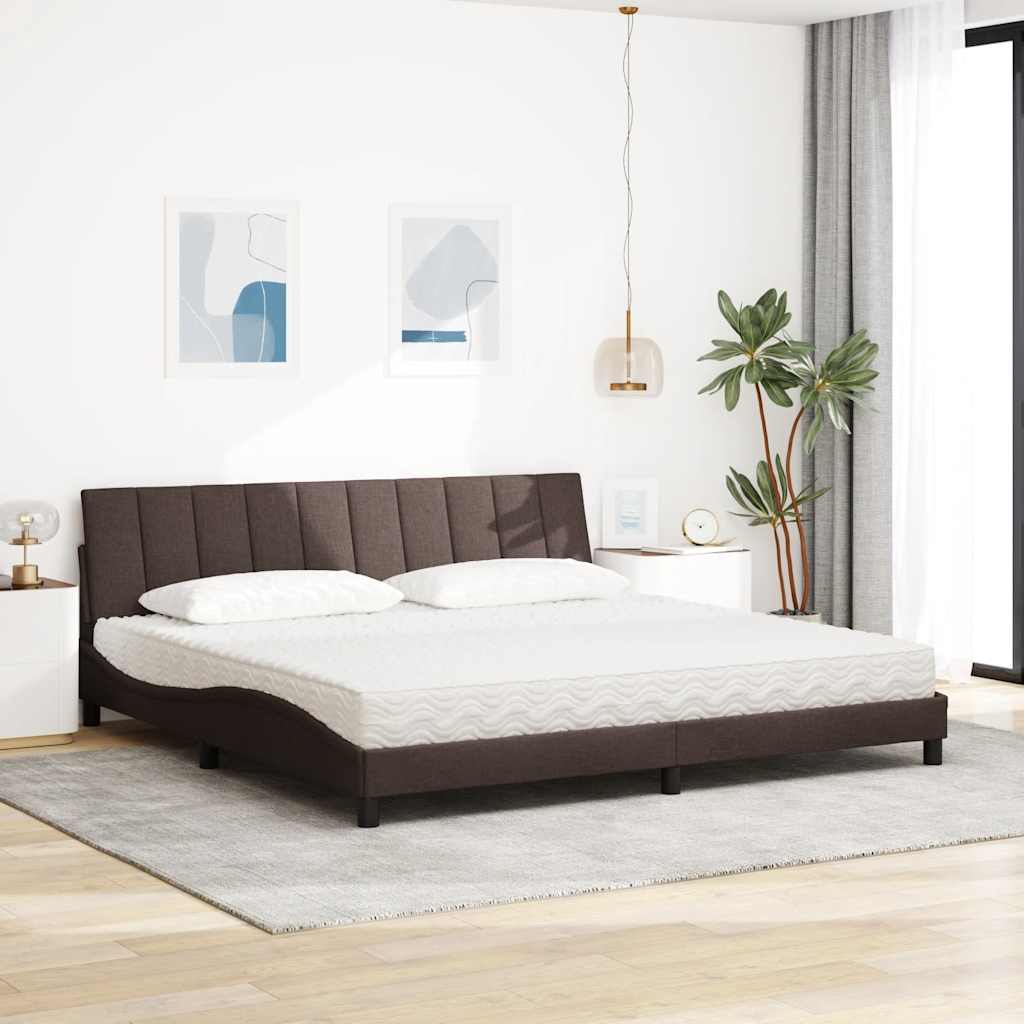 Lit avec matelas Hanko marron foncé 200x200 cm tissu - XIOS