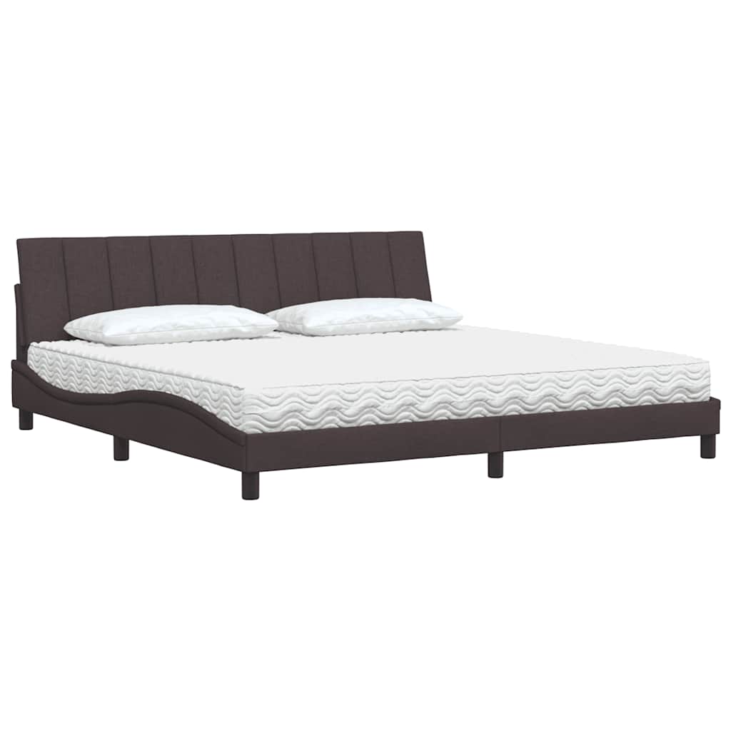 Lit avec matelas Hanko marron foncé 200x200 cm tissu - XIOS