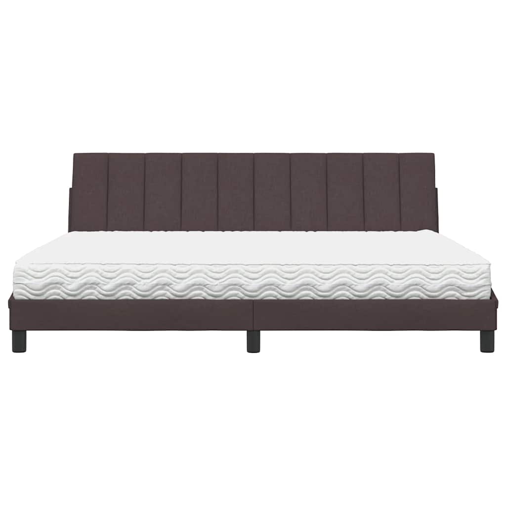 Lit avec matelas Hanko marron foncé 200x200 cm tissu - XIOS