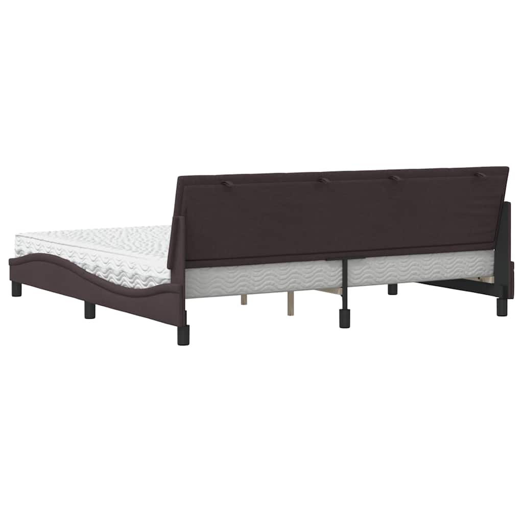 Lit avec matelas Hanko marron foncé 200x200 cm tissu - XIOS
