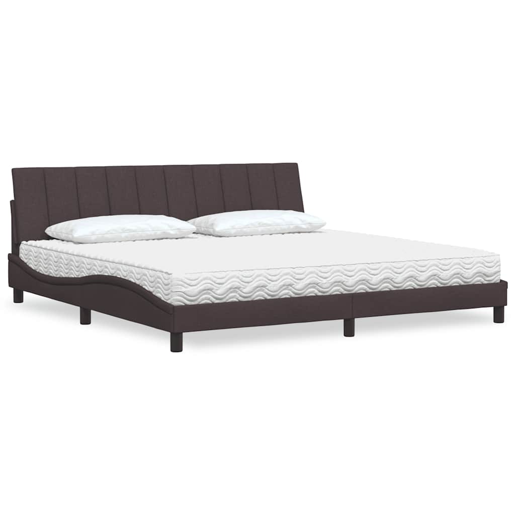Lit avec matelas Hanko marron foncé 200x200 cm tissu - XIOS